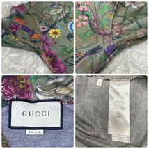 美品/男女兼用 ●GUCCI グッチ メンズ　パーカー　スウェット　フード　フローラ　ミケーレ　花　蛇　総柄　18AW　グリーン　ブラック　S_画像10