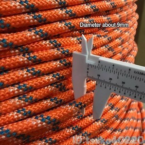 tp2320: 耐摩耗性 高強度 屋外緊急ロープ クライミングロープ 20m 直径9mm オレンジの画像2