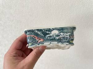 祥冠 小品盆栽鉢　絵鉢 山水