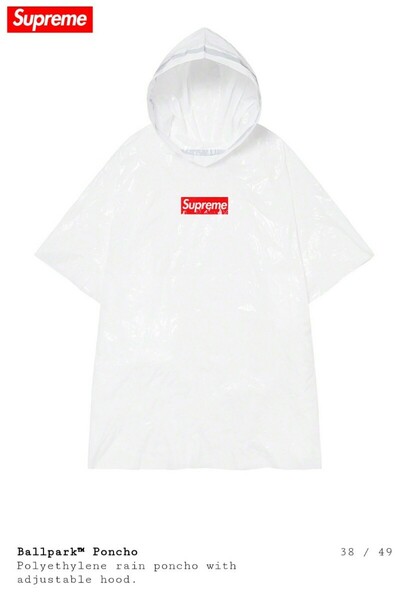 新品 1個 20ss Supreme Ballpark Poncho box logo シュプリーム ボールパーク ポンチョ ノベルティ white ステッカー付