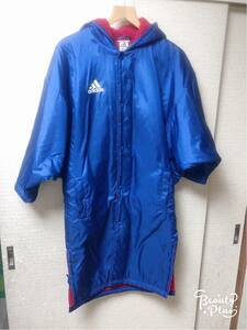  beautiful .[ complete protection against cold ] Adidas long down bench coat 150cm blue 