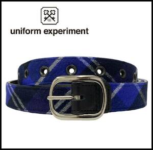 ★新品★ uniform experiment 22AW CHECK REVERSIBLE BELT バックル チェック プレーン リバーシブル レザー ベルト ネイビー 黒 SOPHNET