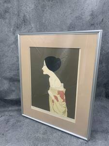 Art hand Auction 【 高沢圭一 リトグラフィ 愁 140/200 】美女 美人画 絵画 美術 リトグラフ, 美術品, 絵画, 人物画