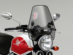 GIVI (ジビ) バイク用 スクリーン 汎用 (バーハンドルクランプ) セミスモーク A604 中型ウインドスクリーン 93971