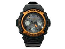 CASIO (カシオ) G-SHOCK Gショック デジアナ腕時計 電波ソーラー ファイヤーパッケージ AWG-M100SF ブラック×オレンジ メンズ/028_画像1