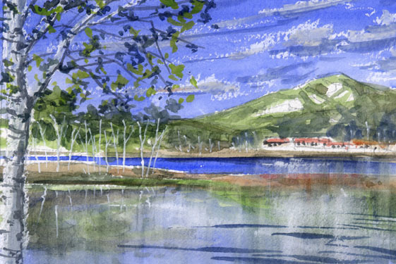 No. 6515 Lake Shirakaba (2) / Chihiro Tanaka (Four Seasons Watercolor) / Comes with a gift, Painting, watercolor, Nature, Landscape painting