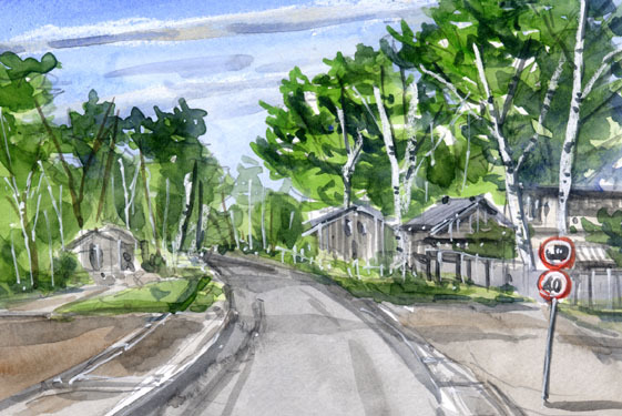 Nr. 6630 Stadtbild Kolfovsky / Primorje, Russland / Gemälde von Chihiro Tanaka (Aquarell der vier Jahreszeiten) / Wird mit einem Geschenk geliefert, Malerei, Aquarell, Natur, Landschaftsmalerei