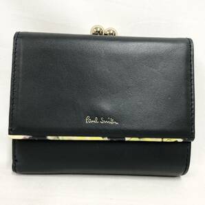 ○★訳有り 新品未使用　Paul Smith (ポールスミス)　ヘイジーパンジートリム2　がま口3つ折り財布　ネイビー★○