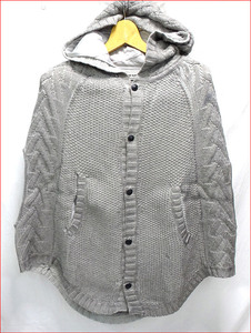 Bana8・衣類◆美品◆DIESEL/ディーゼル フード付き ニットポンチョ ラメ グレー Sサイズ