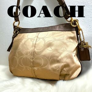 COACH コーチ ショルダーバッグ　斜め掛け　ゴールド　ベージュ　ダークブラウン　レディース　メンズ　タグ付き