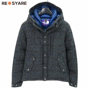 美品 ノースフェイス パープルレーベル ハリスツイード ND2570N MOUNTAIN DOWN PARKA ジップアップ ダウン ジャケット ブルゾン 46300