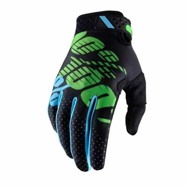 サイクリング 手袋 バイクグローブ オフロード 100％ 黒緑 新品 送料無料 M サイズ