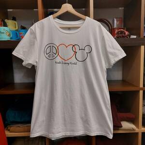 ディズニー ワールド Disney ミッキー 半袖Tシャツ メンズXL 白T プリントTシャツ アメカジ USA古着06C1802mel