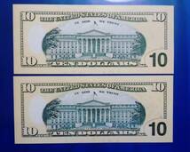 ☆USA★10ドル紙幣 2009　連続番号2枚 未使用ピン札　■紙幣ホルダー付_画像4