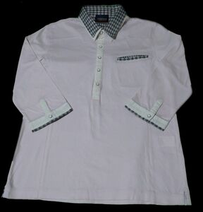 ■ニコルクラブフォーメン NICOLE CLOB FOR MEN 五分袖 ポロシャツ 薄ピンク アーガイル サイズ46 M 二重襟