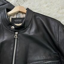 極美品!!L/バーバリーブラックレーベル ライダース レザージャケット ラムレザー とろとろ 羊革 ノバチェック BURBERRYBLACKLABEL 黒_画像3