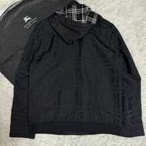 未使用級!Lサイズ/BURBERRYBLACKLABEL シャドーチェック バーバリーブラックレーベル ジャケット ブルゾン ナイロン 2way ホース刺繍 黒 春_画像9