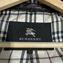 超美品!!希少Lサイズ/BURBERRY BLACK LABEL バーバリーブラックレーベル ラムレザー 羊革 キルティング トレンチコート ロングコート 黒_画像7