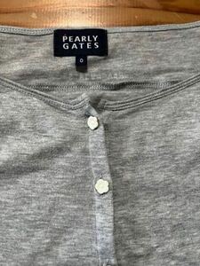 送料込み！PEARLY GATES カーディガン グレー 灰色 デイジーボタン パーリーゲイツ GOLF ゴルフウェア 長袖 Tシャツ 156-164センチ 羽織り