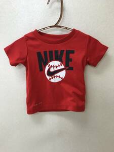 NIKE ナイキ トップス 半袖Tシャツ キッズ 12M(74-80cm) レッドxホワイト ベースボール[WT-1786]