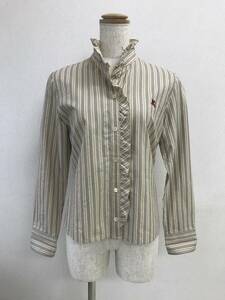 BURBERRY LONDON バーバリー ロンドン トップス 長袖ブラウス レディース サイズ40 ベージュ×レッド×ブラック [WT-1985]