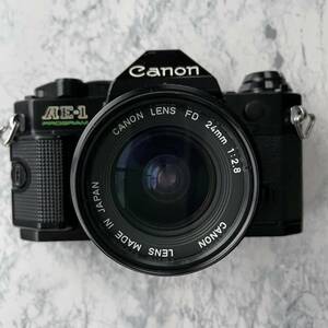 [pa-7] キヤノン Canon AE-1 PROGRAM Black＋レンズ2本（New FD 24mm F2.8＋New FD35-105mm F3.5-F4.5）