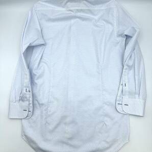 TAKA Q タカキュー セミワイド 長袖 ワイシャツ 形状安定 白 水色 サイズ M-80 クリーニング済の画像9