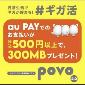 povoプロモコード 300MB 入力期限　4/30