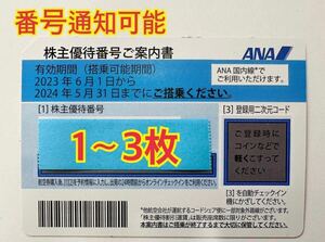 ◇ ANA 株主優待券　全日空 株主割引券 1枚/2枚/3枚 お急ぎ 番号通知 コード通知 2024年5月31日 国内 航空券◇