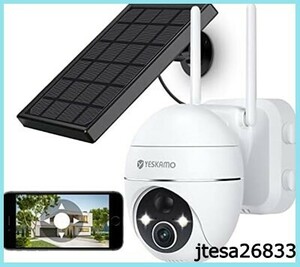 ■送料無料■【PTZ全方位】YESKAMO 防犯カメラ 屋外 ソーラー 電池式 130°超広角 360°PTZ AI人物検知 フル