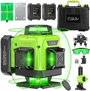 ■送料無料■レーザー墨出し器 Elikliv 4x360° フルライン 水平器 グリーン 緑色 レーザー 16ライン 4D 水準器