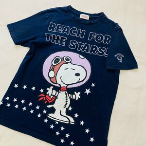 PEANUTS　SNOOPY/スヌーピー　キャラクター プリント Tシャツ　ネイビー/紺　M