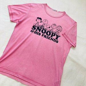 SNOOPY/スヌーピー　プリント Tシャツ　ピンク　L