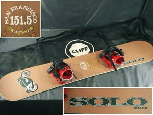 2556 SOLOBRAND SNOWBOARD ソロブランド スノーボード ビンディング 2点セット 全長150cm/大人用 板 検索:ローキャンバー ディレクショナル