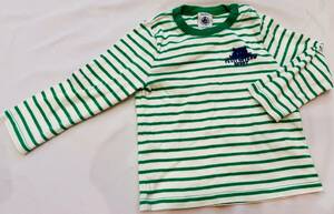 プチバトー　長袖Ｔシャツ　18m 81cm トップス　キッズ　ベビー　PETIT BATEAU 緑　ストライプ　マリニエール