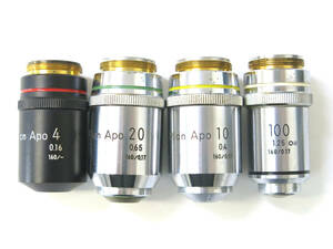 ◆Nikon/ニコン◆顕微鏡 対物レンズ4点セット+レボルバー/Plan Apo 4 0.16 160/- など/現状