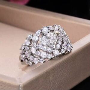 Новое № 19 AAA+ CZ Diamond Heart Princess Ring Кольцо белого золота Diamond Ring Высококачественное настоящее судоходство бесплатная доставка