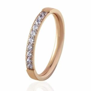  new goods titanium made 11 number AAA CZ diamond half Eternity ring pink gold 18KGP diamond ring rose present free shipping 