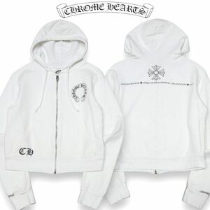 良品 国内正規品 CHROME HEARTS クロムハーツ ホースシュー CHプラス ジップアップ パーカー SMALL ホワイト USA製