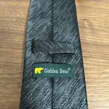 【美品】ネクタイ Golden Bear ゴールデンベア グレー 灰色 無地ソリッド風織柄 堀越ネクタイ株式会社【ビジネス】_画像2