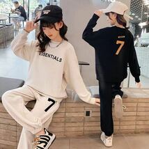 キッズ 子供服 セットアップ トップス+パンツ 2点セット カジュアル 女の子 春秋 ゆったり 可愛い ジュニア 長袖 KSFB022（2色110-170）_画像2