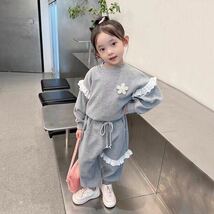 キッズ 子供服 上下セット セットアップ 2点セット トップス+パンツ カジュアル 女の子 春秋 ゆったり 長袖 薄手 KSFB012（2色90-140）_画像1