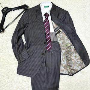 エトロ【希少・極美品】ETRO スーツ セットアップ シルク混 ペイズリー ストライプ 最高級 シングル 背抜き 2B メンズ 3XL 4L 54サイズ