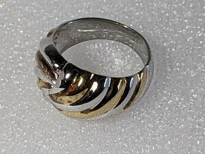 リング 925の刻印あり 最大幅12mm 最小幅 4mm 指輪 石なし デザインリング 幅広リング 16〜17号 中古 昭和