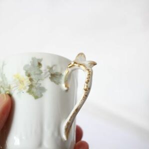 フランス アンティーク LIMOGES焼き 古い陶器の小さなカップとお皿のセット C&S1客セット 美品の画像3