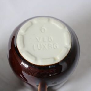 ルクセンブルク ヴィンテージ Villeroy＆BOCH 古い陶器の小さなクリーマー 飴色 2個セット 美品の画像8