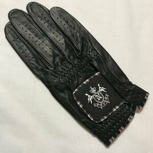 Плата за доставку ¥ 140 ♪ Новый ♪ New Yorker / Newyorker / Sheep Leather's Men's Golf Gloves [правая рука, черная черная 24 см] Эмблема вышивка