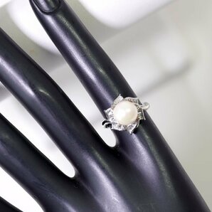 X-83☆Pt900 あこや真珠/ダイヤモンド0.30ct リング 日本宝石科学協会ソーティング付きの画像9