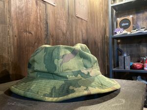 【vintage camouflage bucket hat】帽子 バケットハット 古着 カーキ NON