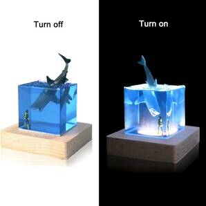 ミニ ナイトライト LED ランプ ライト 照明 USBケーブル付き台 セット クジラ 海 ダイバー かわいい オブジェ ベッドサイド ランプ 寝室の画像4